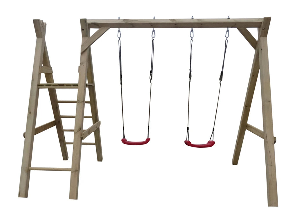 Premium Outdoor Double Swing with Platform – Includes Free Slide