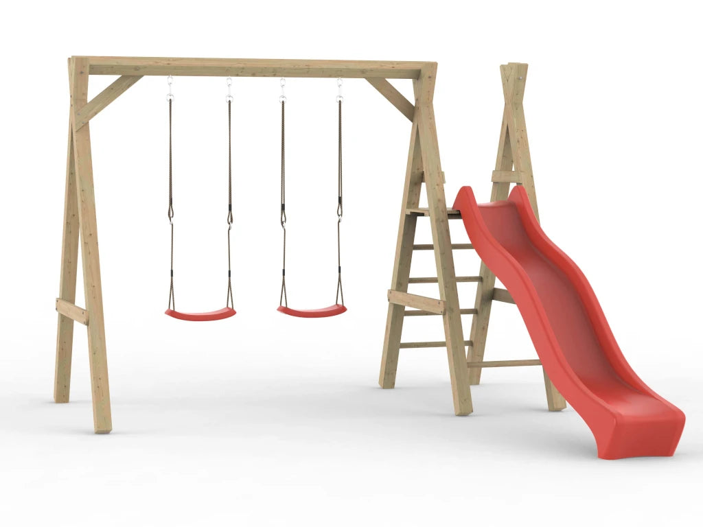 Premium Outdoor Double Swing with Platform – Includes Free Slide