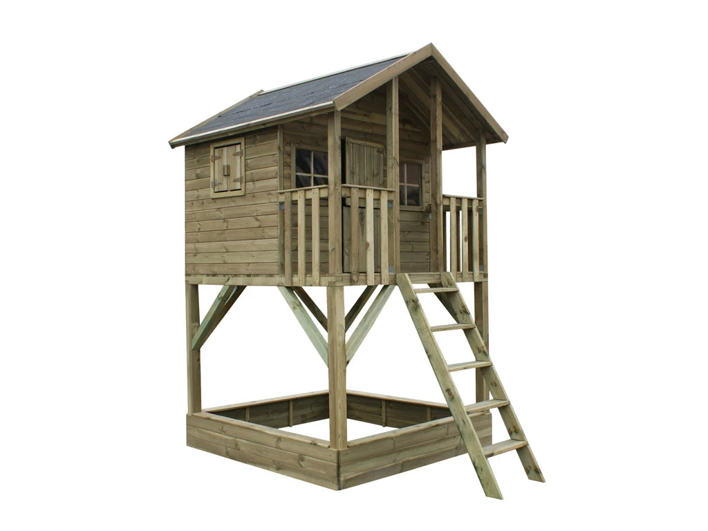 Big House Luxe Wooden Playhouse with Sandbox