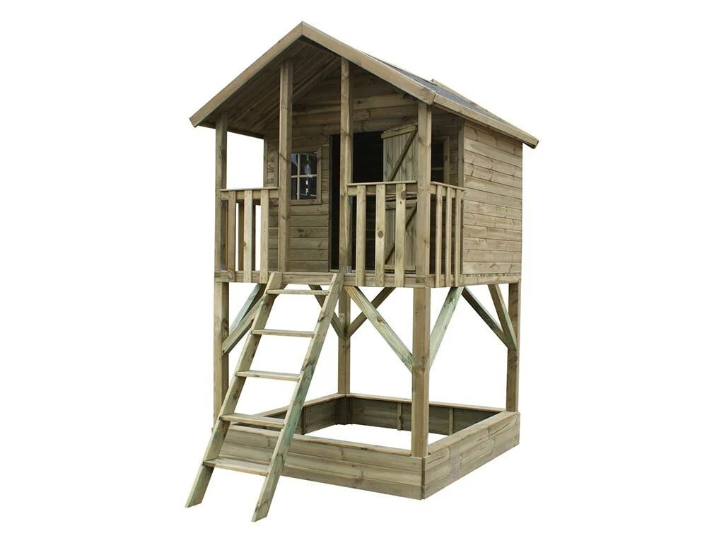 Big House Luxe Wooden Playhouse with Sandbox