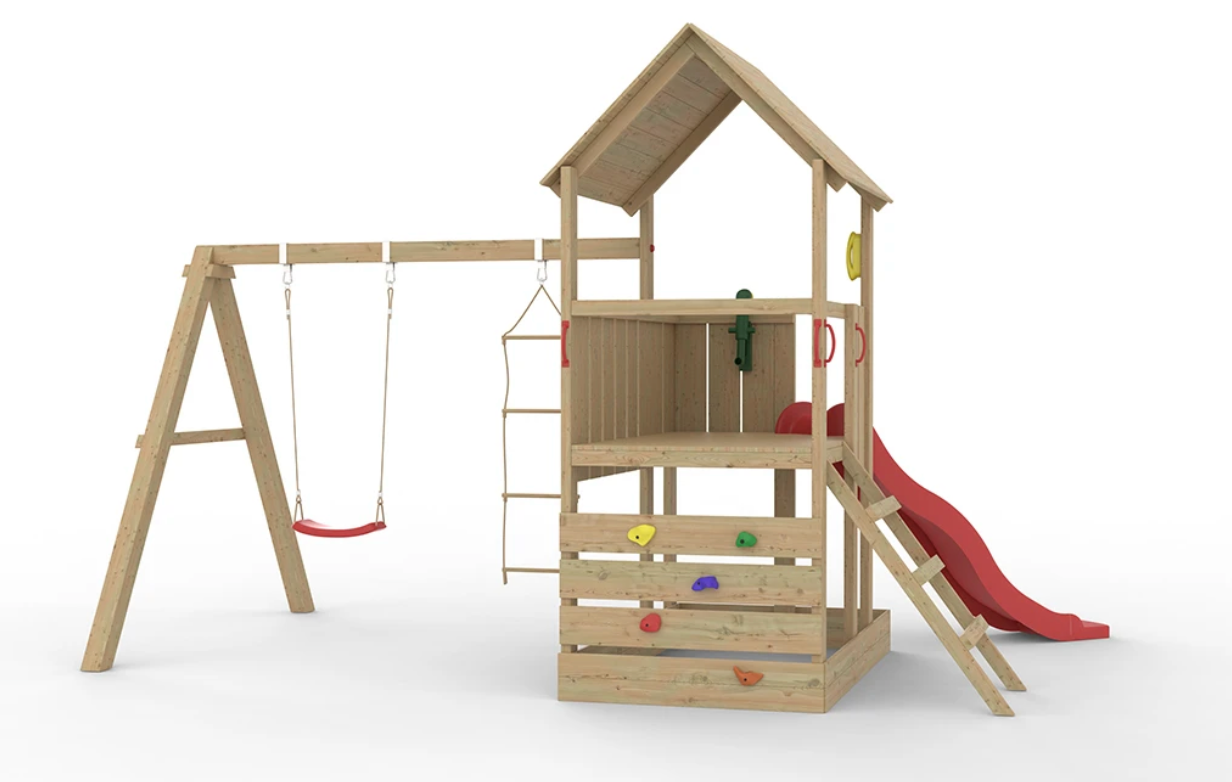 Little Monkey Wooden Play Tower with Slide