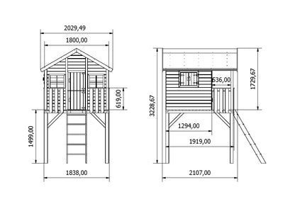 Big House Luxe Wooden Playhouse with Sandbox