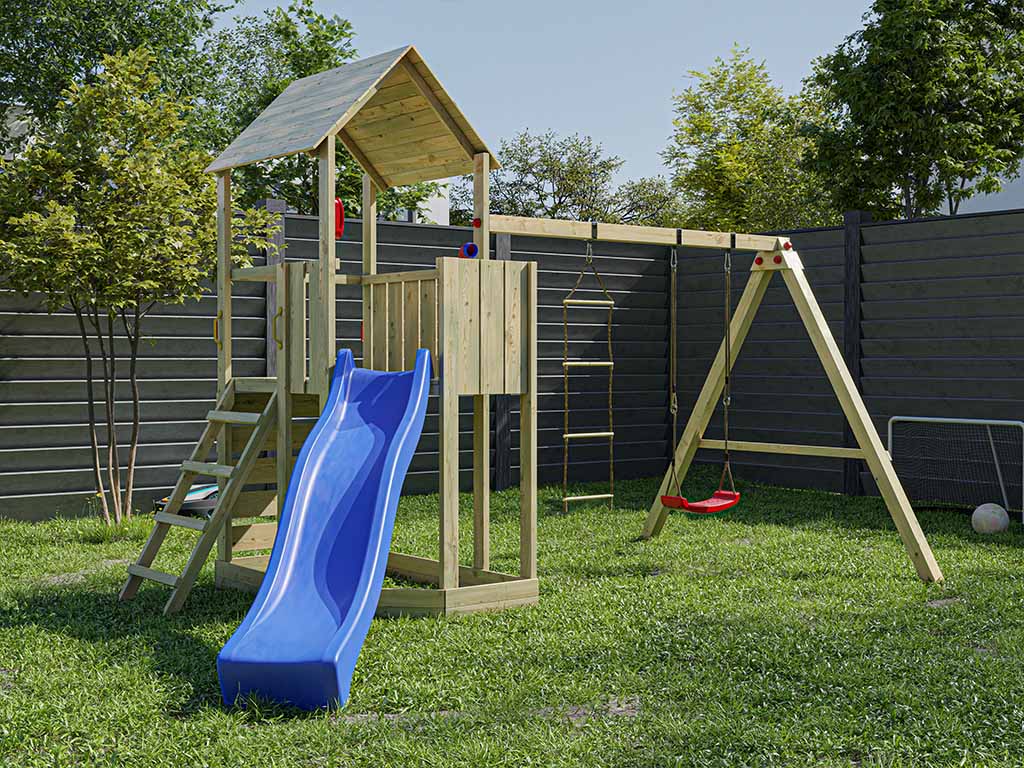 Big Monkey Wooden Play Tower with Slide