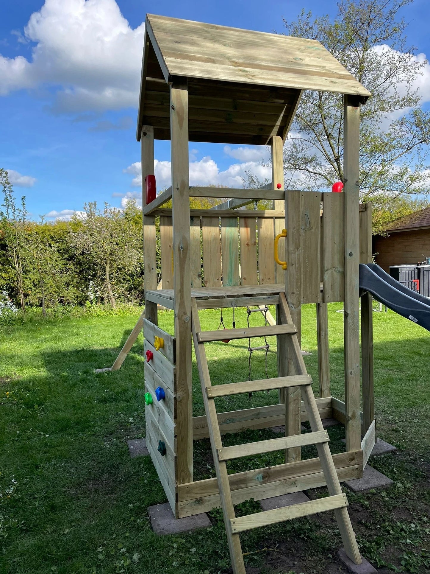 Big Monkey Wooden Play Tower with Slide